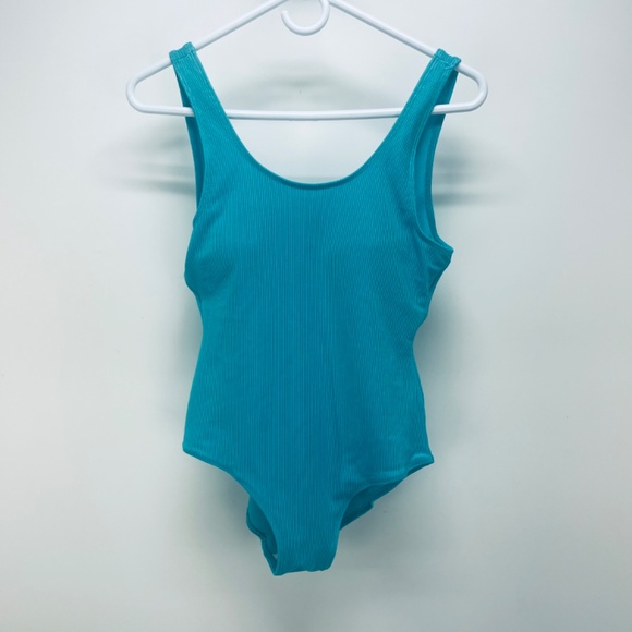 Southern Expression Ribbed Cloudlight One Piece Swimsuit Bathing Suit Blue Sz L - Picture 2 of 9